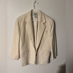 Vintage Partners Mervyns Cream Blazer Size M 65% Wool/35% Nylon